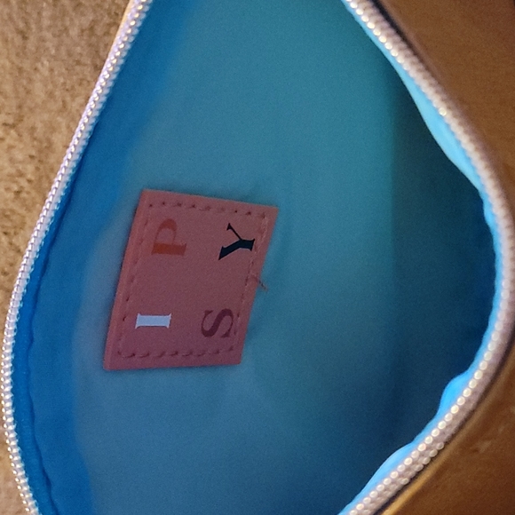 Ipsy Stay Golden Makeup Cosmetic Bag Gold Blue - Picture 6 of 6